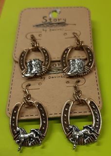 Antique Brass with Silver Earrings