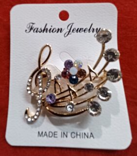 Music Notes - Bling Brooch