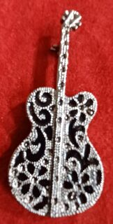 Black Guitar Brooch