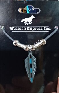WE Feather Necklace with Turquoise