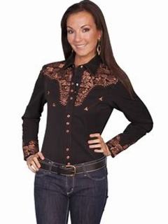 Scully Western Shirt Black/ Bronze