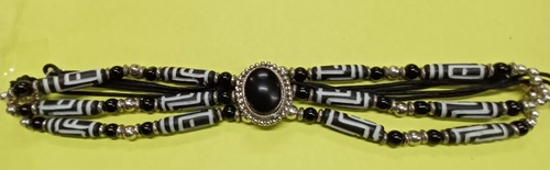 WE Long Black/White Beads with Black/Silver Beads