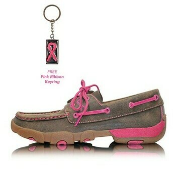 Twisted X Women's Pink Ribbon Mocs Lace Up