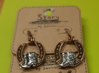Antique Brass with Silver Earrings