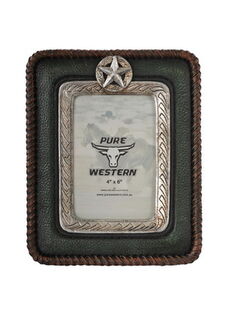 PW Leather Look Silver Star 4x6