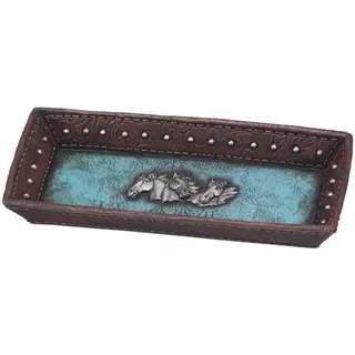 Blue Leather 3 Horse Head Tray