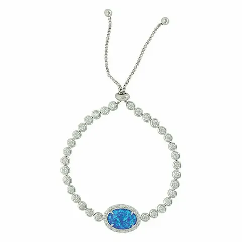 Montana CZ and Oval Opal Lasso Bracelet