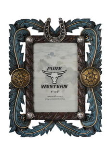 PW Horse Shoe and Gold Conchos 4x6