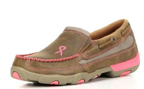 Twisted X Women's Pink Ribbon Mocs Boat Slip On